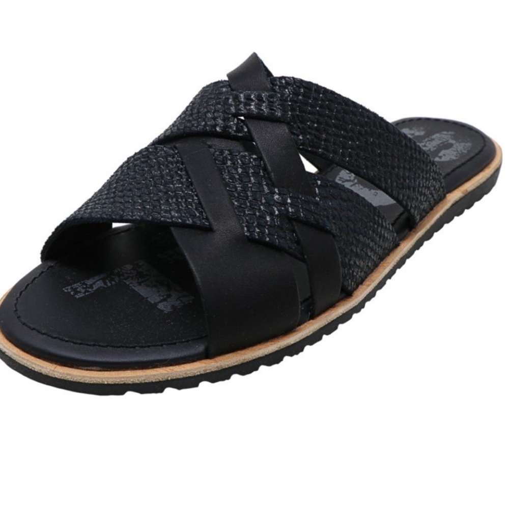 Sorel Women's Ella Slide Black Leather Sandal